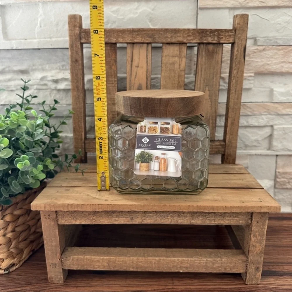 🆕 Honeycomb 🐝 42oz Glass Jar With Wooden Lid! - Picture 5 of 9